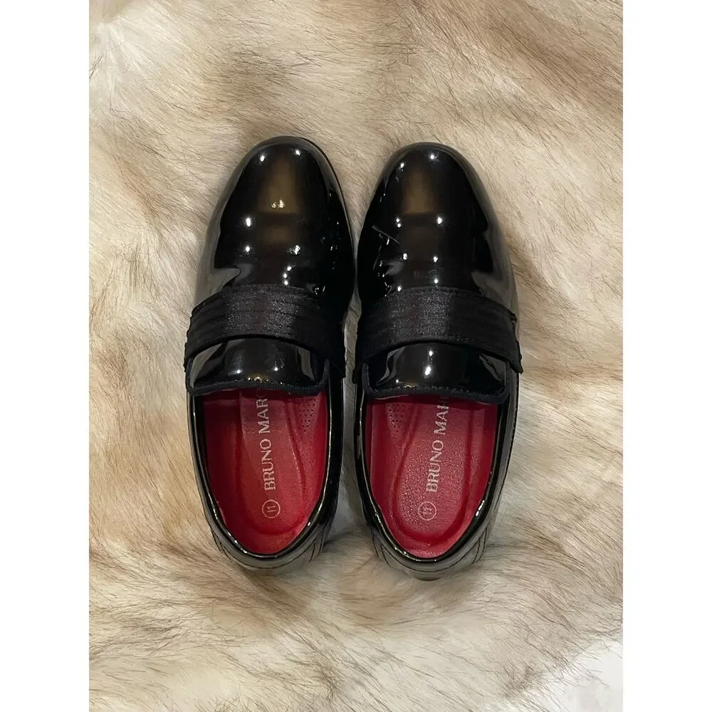 Bruno Marc Boy's Dress Formal Tuxedo Shoes Slip-on Loafers Kids Size 11